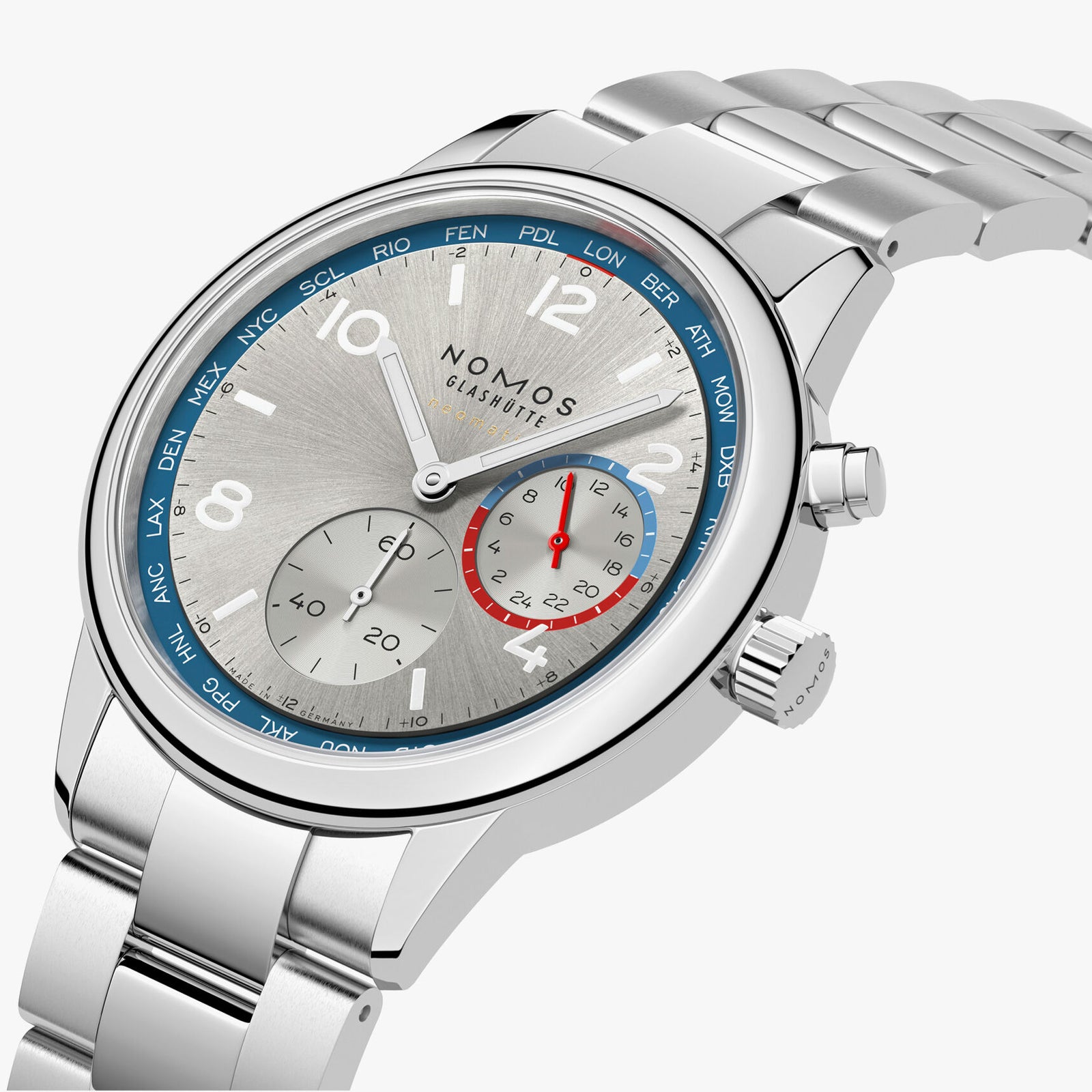 NEW! NOMOS - Club Sport Worldtimer Silver Ref: 791