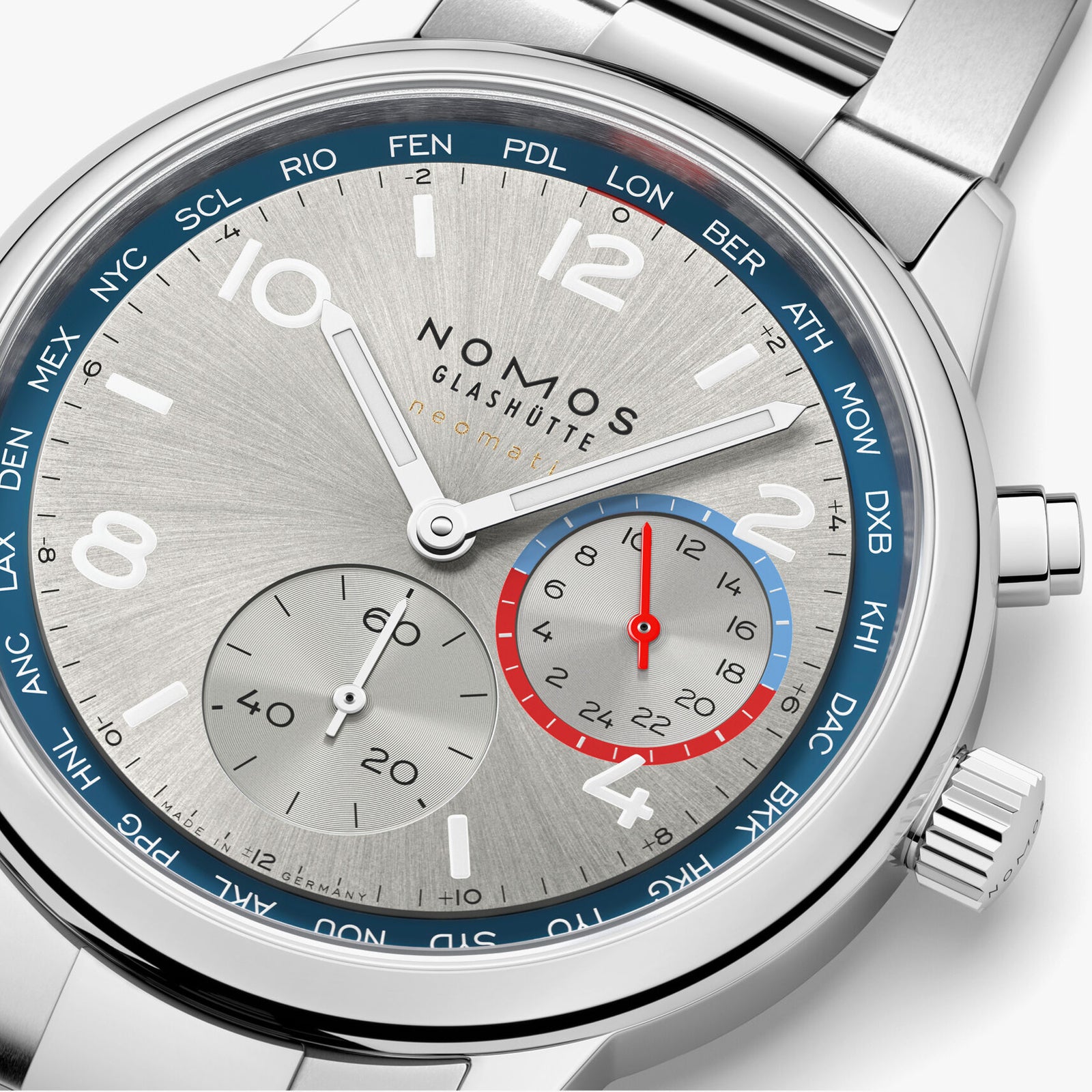 NEW! NOMOS - Club Sport Worldtimer Silver Ref: 791