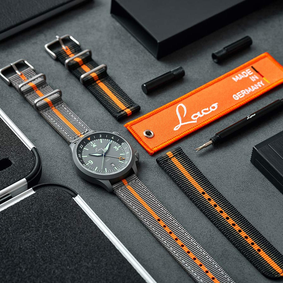 Laco - Frankfurt GMT 43 mm Schwarz Automatic
