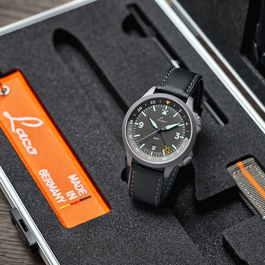 Laco - Frankfurt GMT 43 mm Schwarz Automatic